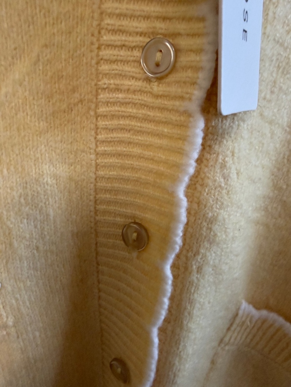 Pink Rose Soft Pale Yellow Button Cardigan with White Trim - Picture 4 of 5